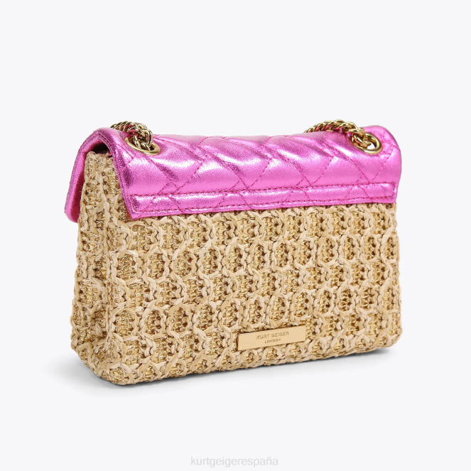 Kurt Geiger mujer londres rafia mini kensington 2LPR89 | bolsas combinación de oro